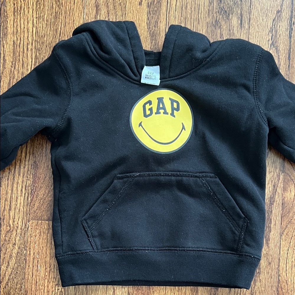 GAP Kids Black Hoodie with Yellow Emblem